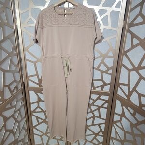 NWT IN LOOM Tan Jumpsuit With Lace Inlay.
